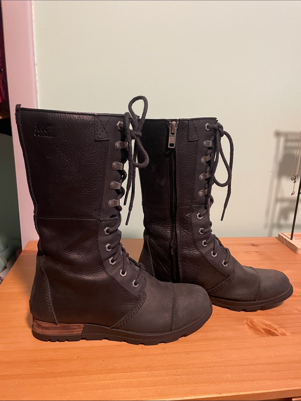 Sorel Black Lace-Up Mid-Calf Combat Boots